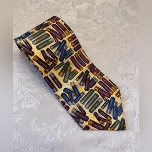 Alynn Neckware Trap And Skeet Silk Tie Gold Dad Novelty Vintage Old Money